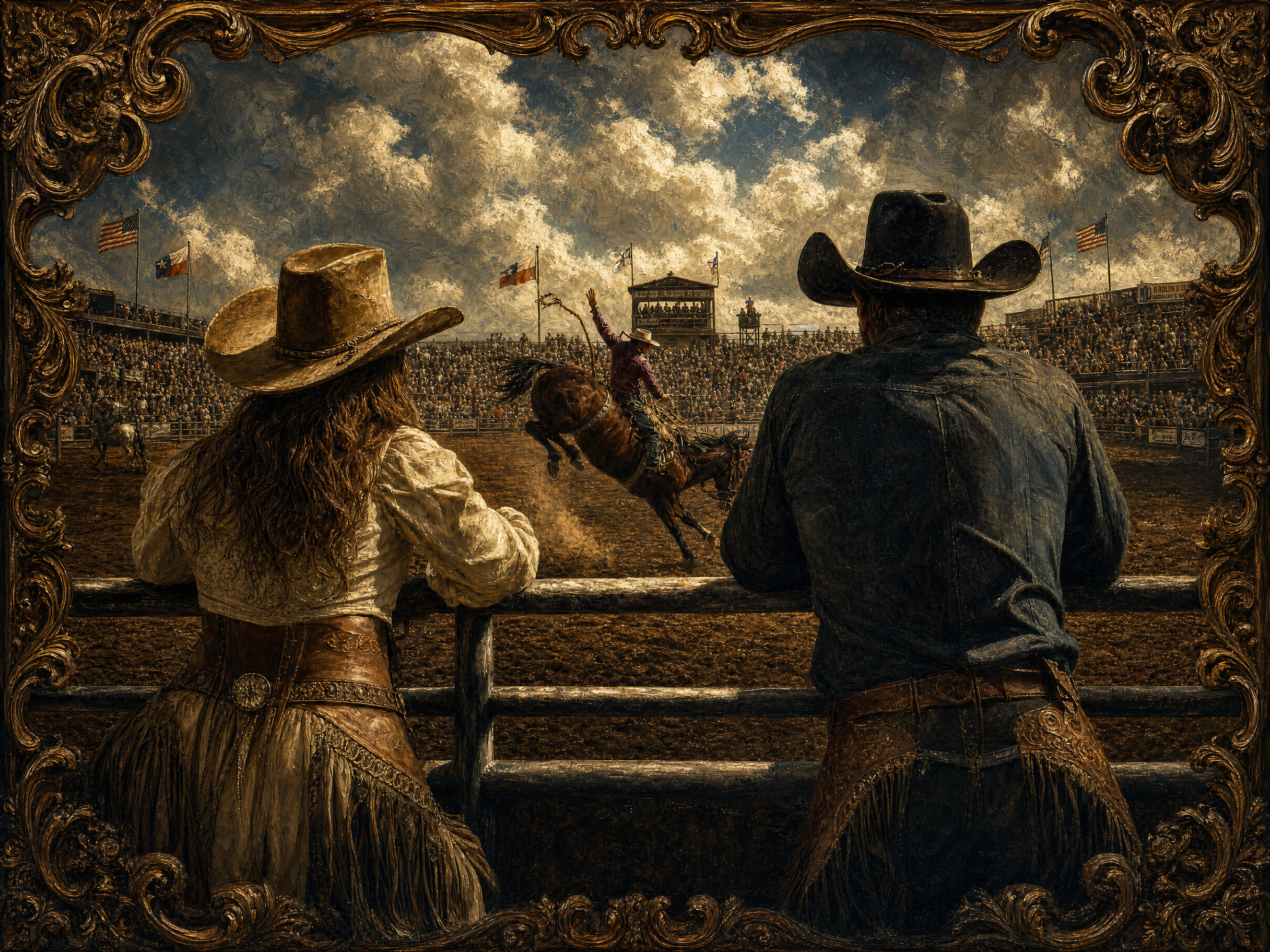 Western rodeo clipart preview with cowgirl and cowboy artwork